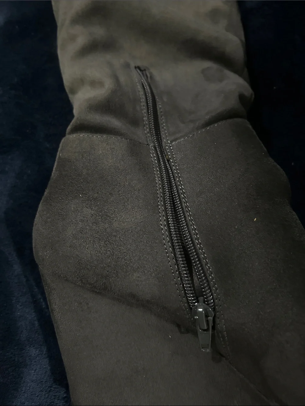 Over-the-Knee Wedge Boots in Dark Gray - Women's Fashion